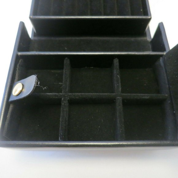 Portable Travel Black Jewelry Case Box with Handle and Gold-tone Clasp - Picture 6 of 6